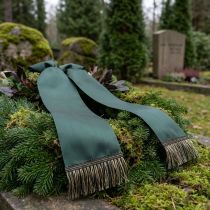 gjenstander Svart og gullfrynset kant 4 cm x 25 m - Ideell for kransdekorasjon, sørgebånd og vintage tilbehør