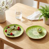gjenstander Runde keramikktallerkener med kiwimotiv, egnet for spisebord eller kjøkken, 16 cm, 2 stk.