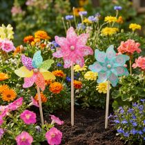 gjenstander Pinwheel rosa turkis fargerik sommerdekor Ø15cm H48cm 3stk