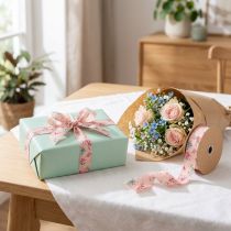 gjenstander Gavebånd med blomstermønster for lekne gaver og håndverk, 2,5 cm bredt, 15 m langt