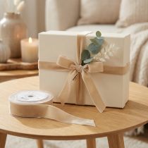 gjenstander Fløyelsbånd dekorativt bånd fløyelsgavebånd beige 40mm 8m