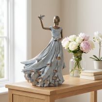 gjenstander Figur Kvinne Fugl Kunstnerisk designet dekorativ skulptur for tidløs design 41 cm