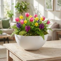 gjenstander Blomsterpotte plast rund skål hvit Ø25cm H12cm
