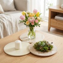 gjenstander Coasters Bordpynt Blomster Beige Brun Ø20cm 3 Stk