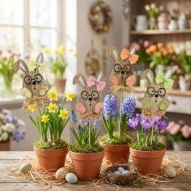 gjenstander Blomsterplugg påskeplugghare i tre med glass 8,5cm 12 stk