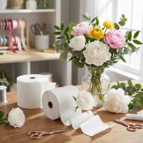 gjenstander Blomstercrepe hvit B10cm gramvekt 128g/kvm L250cm 2 stk.