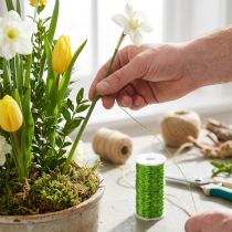 gjenstander Buljongeffekt-tråddekorasjon Ø0,30 mm 100 g 140 m eplegrønn blomstertråd hobbytråd