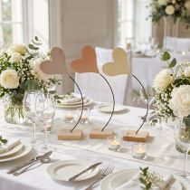 gjenstander Bordpynt hjerter bryllup, hjertedekor metall beige/oransje/gul H40cm 3stk