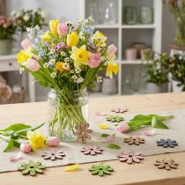 gjenstander Treblomster spredte dekorasjonsblomster grønn/rosa/blå/naturlig Ø3,5–5cm 72 stk.