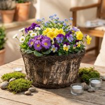 gjenstander Blomsterpotte av bjørkenever med naturlig slyngplantedesign, Ø28 cm, H15 cm, plantekasse