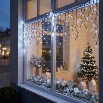 gjenstander Lyskaskade med snøeffekt, vinterdekor advent, LED-lys 6 tråder kaldhvit 480 L60/80/100cm