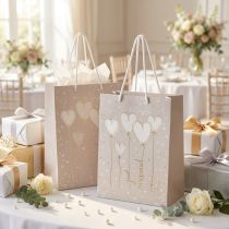 gjenstander Gavepose “just gift” gavepose med håndtak beige 18×10×23cm 2stk