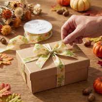 gjenstander Gavebånd grønt høstløv dekobånd høst 25mm 20m