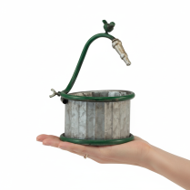 gjenstander Metallplantekasse, regnfat, fugledesign, balkongdekorasjon, Ø15,5 cm