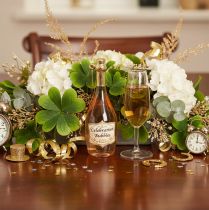 gjenstander Julepyntsett, champagneglass og champagneflaske, julepynt, 14 cm, 2 stk.