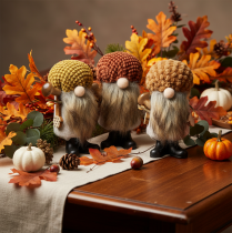 gjenstander Gnomfigur med skjegg og spiss hatt, 10 cm, 3 deler