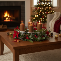 gjenstander Rund adventskranslysestake for fire telys eller stearinlys, 35 cm