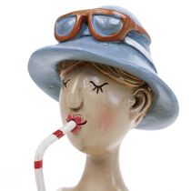 gjenstander Kvinne Bust Cocktail Blå Hvit Dekorative Figurer H10,5cm 2stk