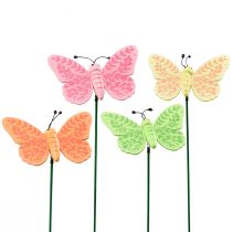 Vårdekorasjon blomsterplugger tre dekorative sommerfugler 24,5cm 16stk