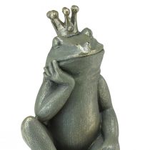 gjenstander Dekorativ frosk frosk konge hage dekorasjonsfrosk med gullkrone gyllen grå 25cm