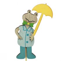 gjenstander Frosk med paraply blomsterplugg tre 8,5cm 12stk