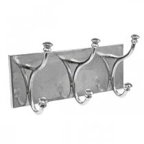 Garderobeskap med 3 kroker, kroklist for oppheng, dekorative kroker laget av metall vintage look sølv L46cm