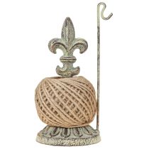 gjenstander Antik dekorativ metalltrådsnelleholder med lilje og jute 20,5cm