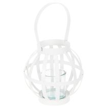gjenstander Hagelykt, metall og glass, hengende lysestake, hvit, Ø18,5 cm