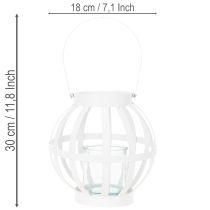 gjenstander Hagelykt, metall og glass, hengende lysestake, hvit, Ø18,5 cm