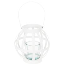 gjenstander Hagelykt, metall og glass, hengende lysestake, hvit, Ø18,5 cm