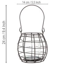 gjenstander Hagelykt, svart metall med vindlys, Ø14 cm H12,5 cm
