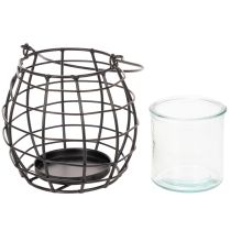 gjenstander Hagelykt, svart metall med vindlys, Ø14 cm H12,5 cm