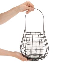 gjenstander Hagelykt med glasslysestake, svart, Ø20 cm, H18,5 cm