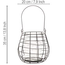 gjenstander Hagelykt med glasslysestake, svart, Ø20 cm, H18,5 cm