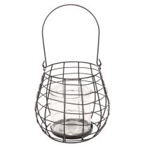 gjenstander Hagelykt med glasslysestake, svart, Ø20 cm, H18,5 cm