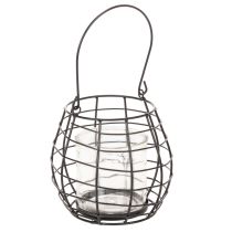 gjenstander Hagelykt med håndtak, svart, glasslysestake, Ø17 cm, H15 cm
