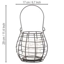 gjenstander Hagelykt med håndtak, svart, glasslysestake, Ø17 cm, H15 cm