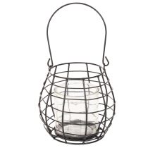 gjenstander Hagelykt med håndtak, svart, glasslysestake, Ø17 cm, H15 cm