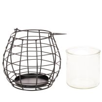 gjenstander Hagelykt med håndtak, svart, glasslysestake, Ø17 cm, H15 cm