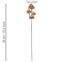 gjenstander Hagepinne, forvitret stål, dekorativ pinne til fluesopp, 10 cm, 6 stk.