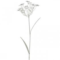 Hagepluggblomst, hagedekorasjon, planteplugg laget av metall shabby chic hvit, sølv L52cm Ø10cm 2stk