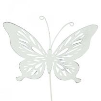 Hagestikk metall sommerfugl hvit 14×12,5/52cm 2stk