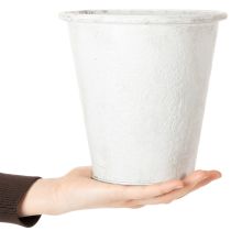 gjenstander Prydplantekasse, metallplantepotte, hvit, Ø18,5 cm, H18 cm