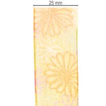 gjenstander Gavebånd, blomsterorganzabånd, gul/oransje, 25 mm x 18 m