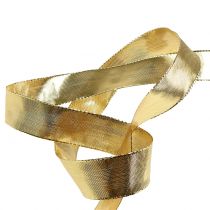 Gavebånd gull med trådkant 25m