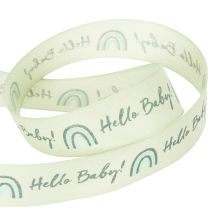 gjenstander Gavebånd Hello Baby dekorativt bånd dåp grønn 25mm 16m