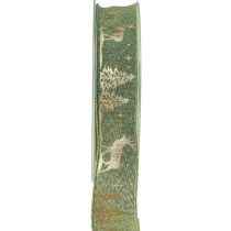 Gavebånd grønt gull Julebånd hjort 25mm 15m