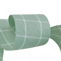 Gavebånd grønt pastellrutete decobånd 35mm 20m