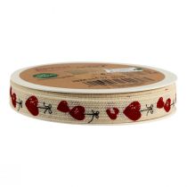 gjenstander Gavebånd hjerter dekorativt bomullsbånd 15mm 20m