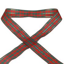 gjenstander Gavebånd rutete stoffbånd rød grønn skotsk 25mm 20m